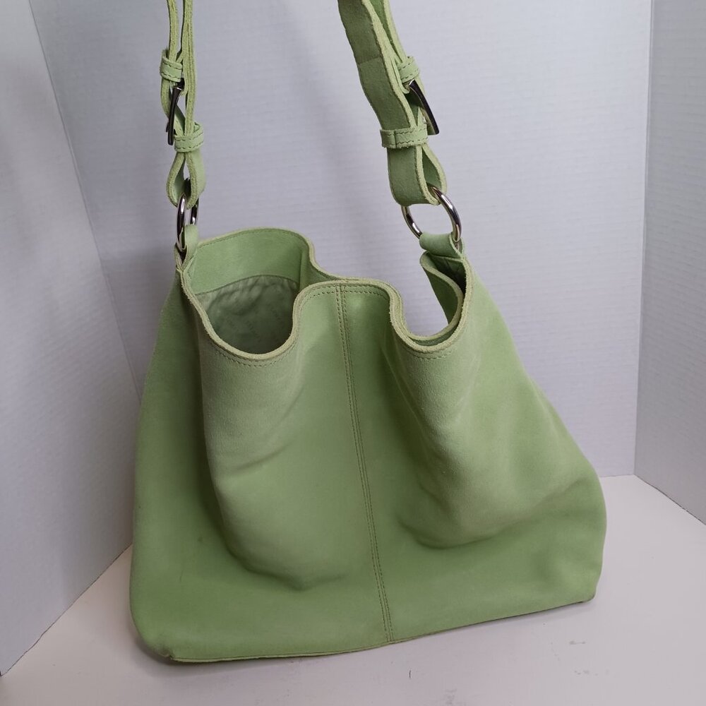 Vintage Express MCM Large Tote Light Green Suede Shoulder Bag - Picture 2 of 14
